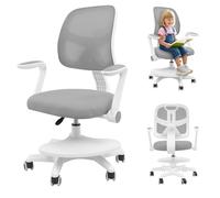 Silla de escritorio para niños con ruedas, manillar y pasos, ergonómica, altura regulable 43-55 cm, silla giratoria para niños a partir de 6 años, para niños y niñas, hasta 158 kg