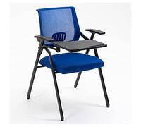 Silla de escritorio plegable de oficina con soporte lumbar, asiento individual tapizado de malla de respaldo medio, silla de computadora interior con escritorio adjunto para el hogar y la escuela