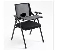Silla de escritorio plegable de oficina con soporte lumbar, asiento individual tapizado de malla de respaldo medio, silla de computadora interior con escritorio adjunto para el hogar y la escuela