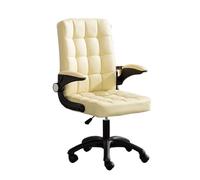 Silla de Escritorio Sillas de escritorio de Ministerio del Interior de la silla de la oficina con los apoyabrazos abatibles, silla de escritorio del balanceo de la piel sintética computadora(Blanco)