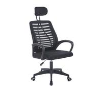 Silla de escritorio, sillón de oficina ofis giratoria, reposacabezas, apoyabrazos, tela transpirable negro 59x106/116x56 cm 59 cm