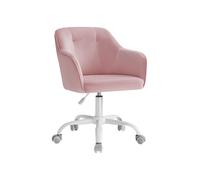 SONGMICS Silla de Estudio, Silla Giratoria, Altura Ajustable, Carga de 110 kg, Marco de Acero, Tela de Terciopelo Transpirable, para Estudio, Dormitorio, Rosa Jalea OBG019P02
