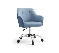 Silla de Estudio Altura Ajustable Tela de Algodón-Lino Transpirable Azul