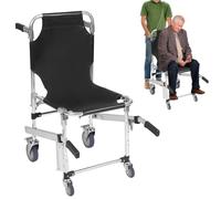 Silla de evacuación, silla de escalera de aleación de aluminio, ligera, silla de escalera plegable con cierre rápido, silla de evacuación, para camilla de rescate, bombero (negro)