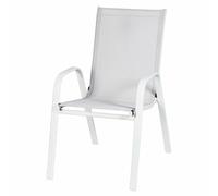 Silla de Exterior con reposabrazos, Acero al Carbono, PVC y poliéster, Blanco, Esté