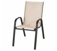 Silla de Exterior con reposabrazos, Acero al Carbono, PVC y poliéster, marrón, Esté