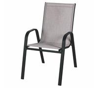 Silla de Exterior con reposabrazos, Acero al Carbono, PVC y poliéster, Plata, Esté