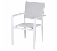 Silla de Exterior con reposabrazos, Aluminio, PVC y poliéster, Blanco, Tropea Esté