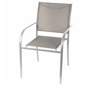 Silla de Exterior con reposabrazos de Hierro, Asiento de PVC y poliéster, apilable, Blanca, Esté