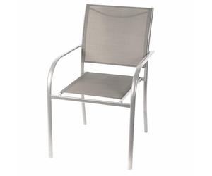 Silla de Exterior con reposabrazos de Hierro, Asiento de PVC y poliéster, apilable, Blanca, Esté