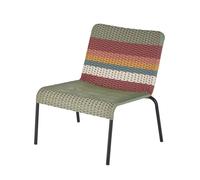 Silla de exterior de resina trenzada multicolor y acero en negro
