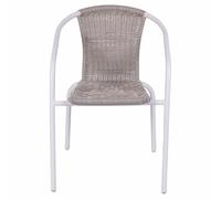 Silla de Exterior Trenzada con reposabrazos, Estructura Tubular de Acero al Carbono, Color Blanco, Esté