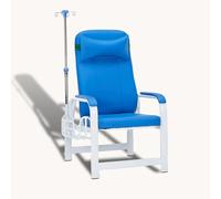 Silla de flebotomía con reposabrazos y reposapiés acolchados, diseño reconfortable para procedimientos de extracción de sangre en laboratorios médicos