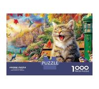 Silla de Gato cómoda en el Pueblo de los Cuentos de Hadas Puzzle De 1000 Piezas Rompecabezas De Decoración Familiar Desafiante Cubo Infinito Niños De 8 A 12 Años 70x50cm/1000pcs