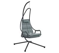 Silla de huevo colgante antracita 94 x 107 x 196,5 cm acero | Funda plegable de poliéster con cojín, incluye material de montaje, para balcón y terraza