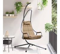 Silla de huevo colgante de color antracita, plegable, 94 x 107 x 196 cm, con marco de acero y cojín para interior y exterior, plegable, color antracita, silla de huevo con soporte