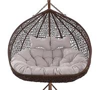 Silla de huevo colgante doble para 2 plazas, impermeable y extraíble, hamaca gruesa de repuesto con almohada, para patio al aire libre, jardín, cuna (color: gris, tamaño: 150 x 11)
