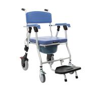 Silla de inodoro de 55 x 63 x 90 cm, elevador de pacientes, silla de ruedas para ducha, silla de ruedas para el baño, silla de ruedas con ruedas para baño, dormitorio (aleación de aluminio, PVC