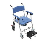 Silla de inodoro plegable con 4 ruedas, altura ajustable, 3 en 1, silla de inodoro móvil, silla de ducha para casa, hospital, asiento suave