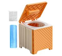 Silla de inodoro portátil, plegable, ayuda para ir al baño para viajes, polipropileno con soporte de cojín de PVC, base estable antideslizante, herramienta de baño que ahorra espacio, asiento compacto