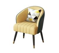 Silla de invitados tapizada de mediados de siglo con almohadas, diseño moderno de respaldo para sala de estar, oficina, hotel, vestíbulo, sofá individual, silla de acento lateral en amarillo con patas