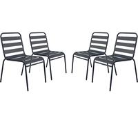 Silla de jardín apilable de metal «bilbao» - juego de 4 - dimensiones: 59 x 55 x 84 cm - gris
