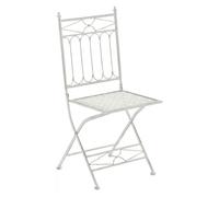 CLP Silla de Jardin Plegable Asina con Respaldo de Hierro galvanizado, Estilo modernista, para Balcon y terraza, Altura del Asiento 48 cm, Color:Blanco Envejecido