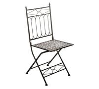 CLP Silla de Jardin Plegable Asina con Respaldo de Hierro galvanizado, Estilo modernista, para Balcon y terraza, Altura del Asiento 48 cm, Color:Bronce