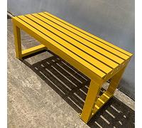 Silla de jardín, Banco Exterior de Metal Amarillo Duradero, Mueble de Patio con Listones para jardín, Picnic y decoración de Patio, Asiento de 99 cm para Parque, Porche y Uso al Aire Libre.