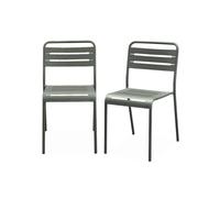 Silla de jardín bistró de acero, set de 2 verde kaki - 44x52x79 cm