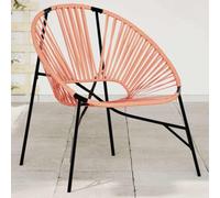 Silla de Jardín Colgante, Ratán Sintético con Estructura de Acero, Diseño Huevo, Resistente a la Intemperie y UV, Sillones de Jardín y Sillón Exterior,Color Negro y Naranja, 77 x 68.5 x 82 cm