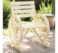 Silla de jardín de madera de árbol macizo, 110 kg | Respaldo y reposabrazos cómodos, diseño de rueda de carro, para patio y terraza