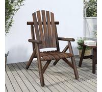 Silla de Jardín, Madera Maciza de Abeto con Acabado Quemado, Diseño Adirondack con Reposabrazos, Conjunto Jardin Exterior, Sofa Exterior Jardin, para Terraza o Jardín, Color Natural, 68x86x103 cm