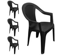 Silla de jardín monobloc, apilable, color gris antracita - plástico imitación ratán
