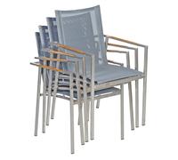 Silla de jardín Monza juego de 4 gris apilable