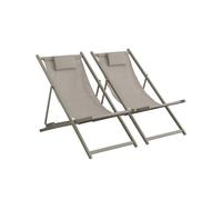 Silla de jardín plegable con cojín, set de 2 verde kaki - 102x62x81 cm