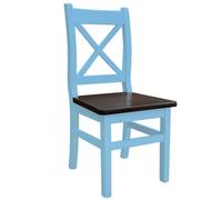 Silla de madera azul silla de cruz MADERA DE PINO MACIZO - NUEVO estilo...