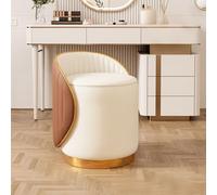 Silla de maquillaje acolchada con marco de madera, taburete con reposapiés, alta capacidad de peso, superficie de piel fácil de limpiar, ideal para salones de belleza y uso doméstico