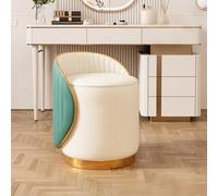 Silla de maquillaje acolchada, elegante taburete con reposapiés, marco de madera, alta capacidad de peso, superficie de cuero fácil de limpiar, ideal para salones de belleza y uso doméstico
