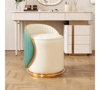 Silla de maquillaje acolchada, taburete giratorio con reposapiés, marco de madera, alta capacidad de peso, superficie de piel fácil de limpiar, ideal para salones de belleza y uso doméstico