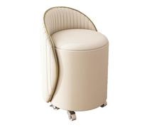 Silla de maquillaje con almacenamiento y respaldo, taburete giratorio de 360° para dormitorio y sala de estar