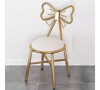 Silla de maquillaje con respaldo para dormitorio y sala de estar, multifuncional, hierro forjado, diseño creativo de lazo, ideal para uso en cocina, color blanco roto