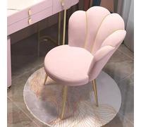 Silla de maquillaje de terciopelo con patas de metal chapado en oro para dormitorio y sala de estar, taburete de tocador rosa para cafetería Glamour