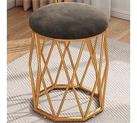 Silla de Maquillaje de Terciopelo de Lujo - Taburete Redondo con Patas de Metal para Sala de Estar, Dormitorio, salón de Belleza - Elegante Mueble marrón con Detalles Decorativos para Uso do
