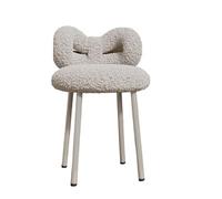 Silla de maquillaje de terciopelo para dormitorio, taburete moderno con respaldo de mariposa, asiento de tocador simple, elegante silla de tocador, ideal para manicura y sala de estar, color blanco