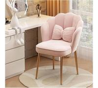 Silla de maquillaje en forma de concha, tapizada de terciopelo, patas de metal pétalo, acento elegante para sala de estar, dormitorio, oficina, cafetería, diseño funcional y elegante