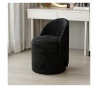 Silla de maquillaje giratoria de 360°, taburete de esponja de alta densidad con cojín de lana de cordero para dormitorio, sala de estar o sala de maquillaje, elegante diseño negro