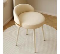 Silla de Maquillaje Moderna Beige para Mujer, cómoda Silla con Respaldo bajo, diseño Giratorio y tapizado de Piel sintética Blanca, Taburete de Maquillaje Dormitorio o Sala de