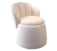Silla de maquillaje moderna con almacenamiento, silla redonda para dormitorio y sala de estar, elegante taburete de tocador, silla tapizada gris para decoración del club y el hogar