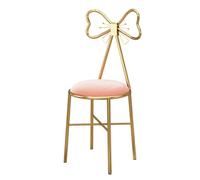 Silla de maquillaje moderna de terciopelo con nudo de lazo, taburete de hierro para habitación de niñas, silla de comedor